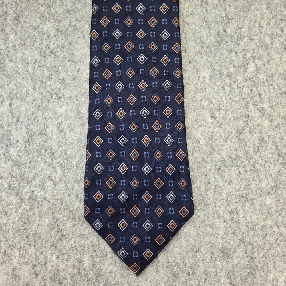 Ermenegildo Zegna Men's Purple and Orange Geometric Pattern Foulard Tie (4